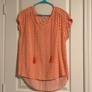 Orange and white dress top